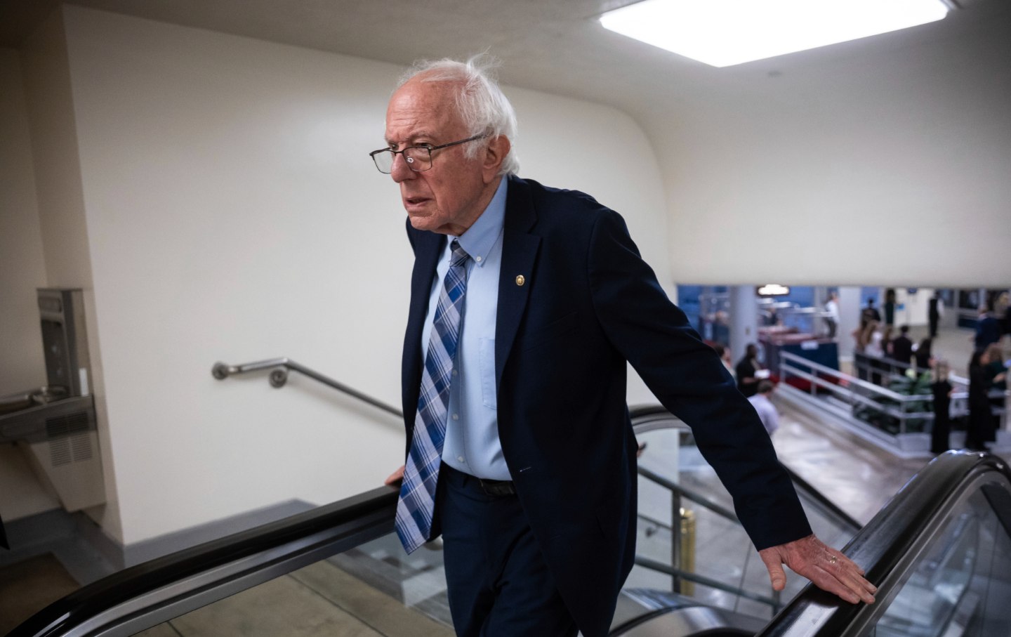 Senator Bernie Sanders (I-VT makes his way to a vote at the US Capitol on July 17, 2025.
