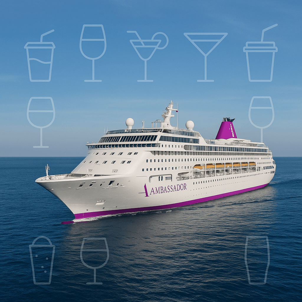 A picture of one of the ships on which you can enjoy Ambassador Cruises drinks packages