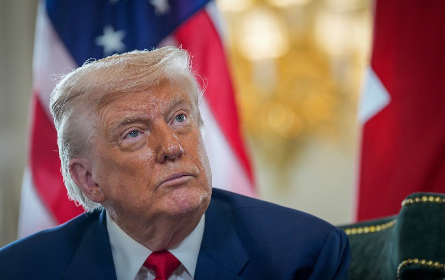 President Donald Trump speaks during a bilateral meeting with Britain's Prime Minister Keir Starmer at the Trump Turnberry Golf Courses in Scotland on July 28, 2025.