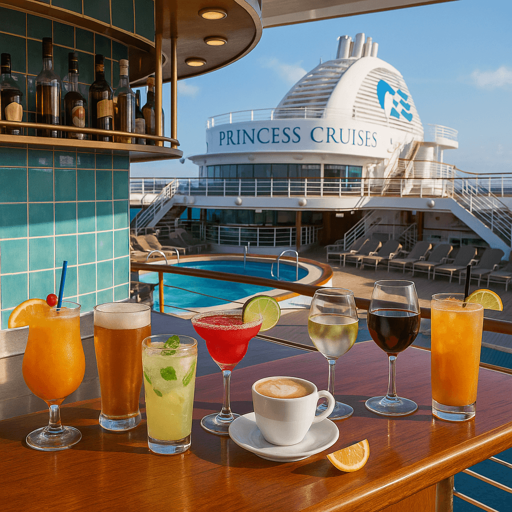A picture of the beverages available as part of the Princess Cruises Drinks Packages