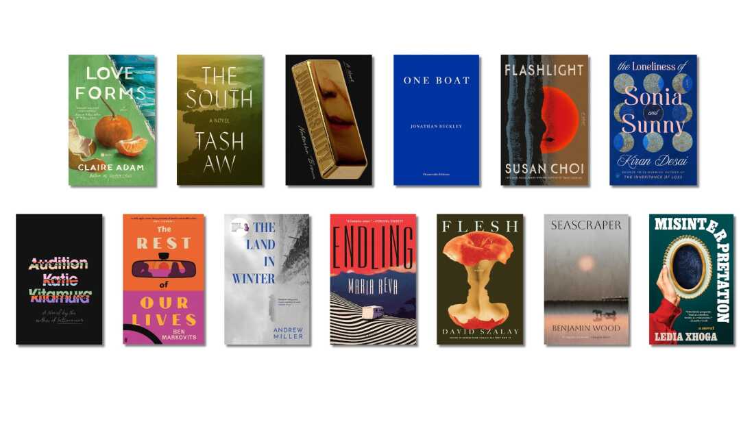 Book covers of: Love Forms; The South; Universality; One Boat; Flashlight; The Loneliness of Sonia and Sunny; Audition; The Rest of Our Lives; The Land in Winter; Endling; Flesh; Seascraper; Misinterpretation
