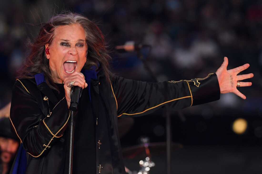 Ozzy Osbourne performs during half-time of the NFL game between the Los Angeles Rams and the Buffalo Bills at SoFi Stadium on Sept. 8, 2022, in Inglewood, Calif.