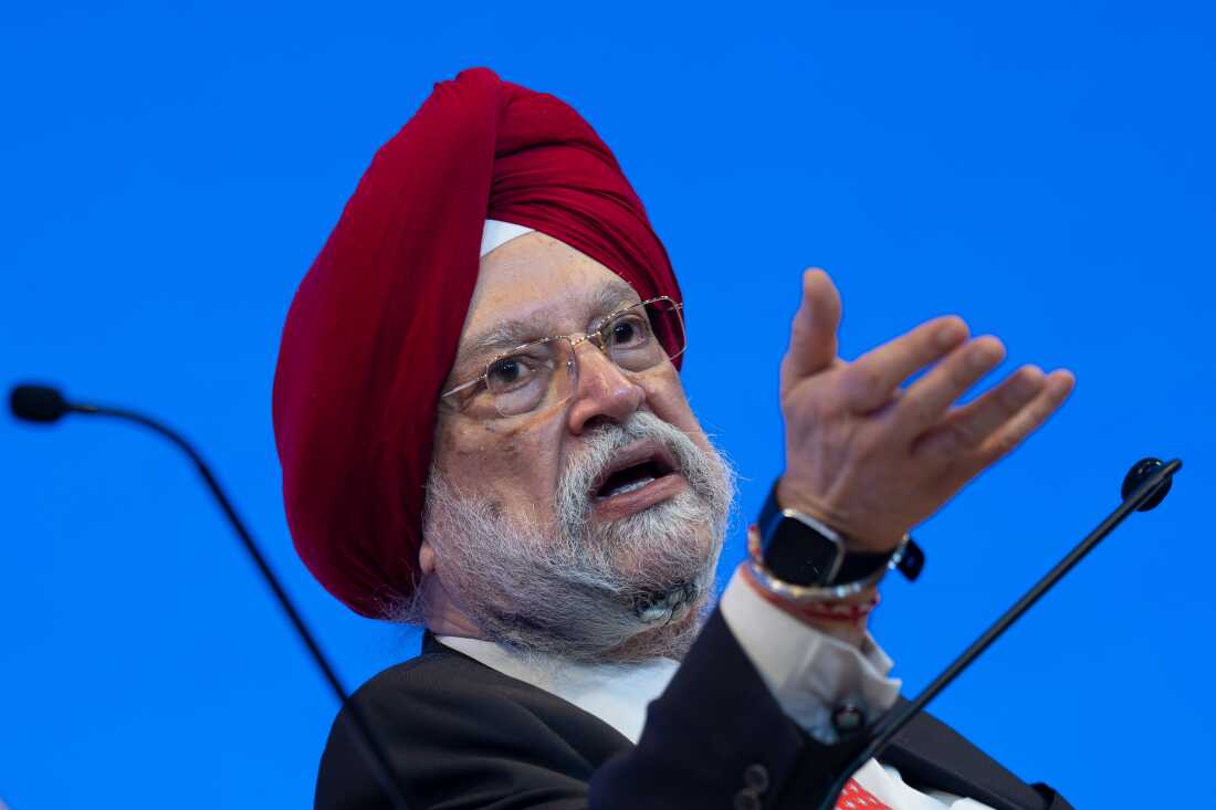 Hardeep Singh Puri, India's oil minister, during the India Energy Week conference in New Delhi, India, on Feb. 11.