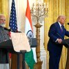 President Trump and Indian Prime Minister Narendra Modi hold a joint press conference in the East Room of the White House on Feb. 13, 2025.