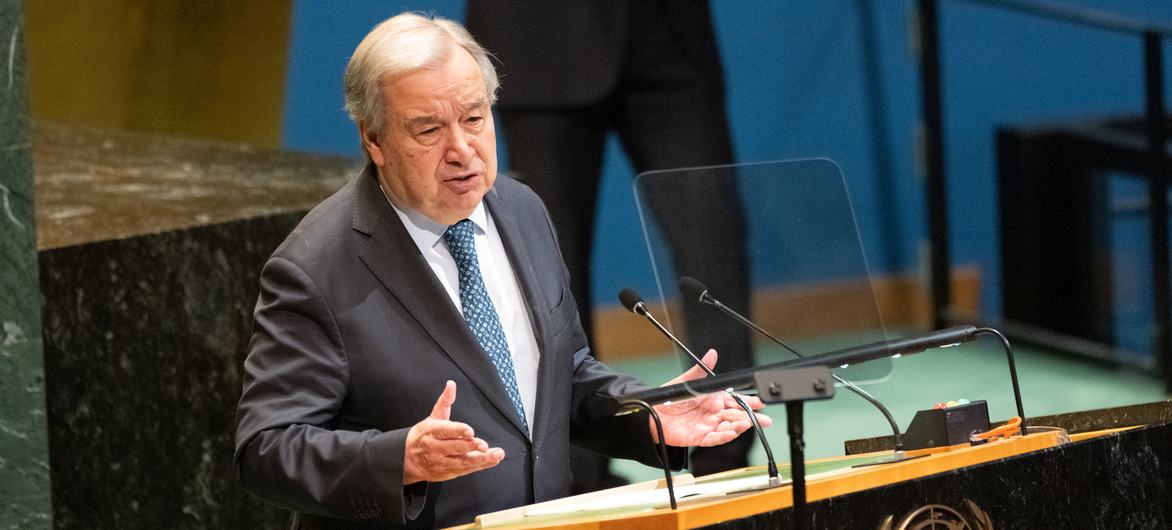 Secretary-General António Guterres addresses the high-level conference on the peaceful settlement of the question of Palestine and the implementation of the two-State solution. Secretary-General António Guterres addresses the high-level conference on the peaceful settlement of the question of Palestine and the implementation of the two-State solution.