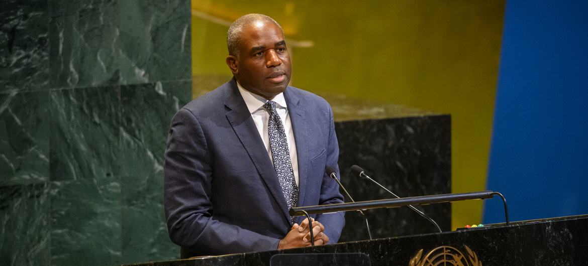 Foreign Secretary David Lammy of the United Kingdom addresses the high-level conference. Foreign Secretary David Lammy of the United Kingdom addresses the high-level conference.
