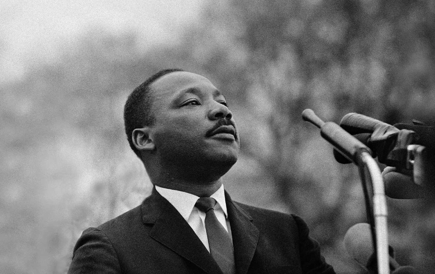 Dr. Martin Luther King Jr. speaks before crowd of 25,000 in Montgomery, Alabama, on March 25, 1965.