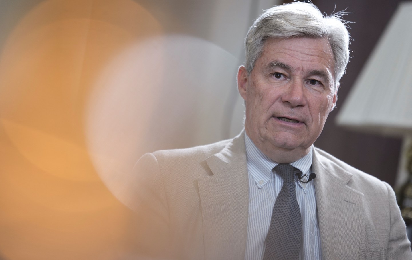 US Senator Sheldon Whitehouse, Democrat from Rhode Island, speaks during an interview on Capitol Hill on July 8, 2025, in Washington, DC.
