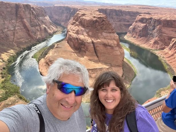 Erica Khan travelling with her father 