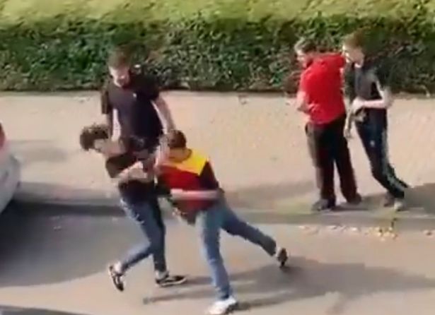 The fight happened in the middle of the street in Herne, Germany