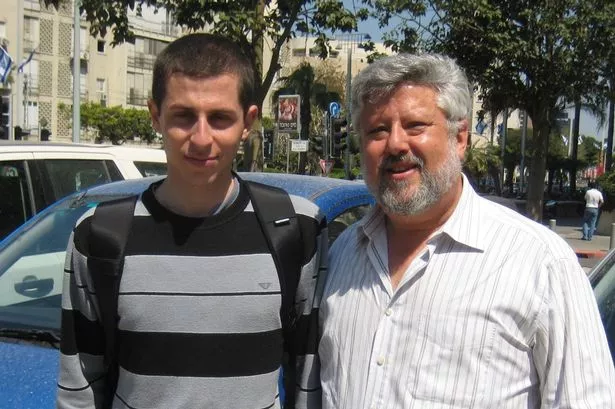 Former kidnapped Israeli soldier Gilad Shalit with hostage negotiator Gershon Baskin