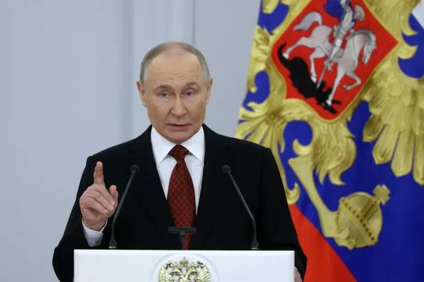 RUSSIA OUT) Russian President Vladimir Putin speeches at the Saint George