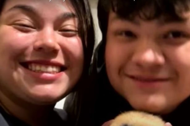 A photo of Alina Kauffman, 24, and her brother Ernesto Salazar, 15,