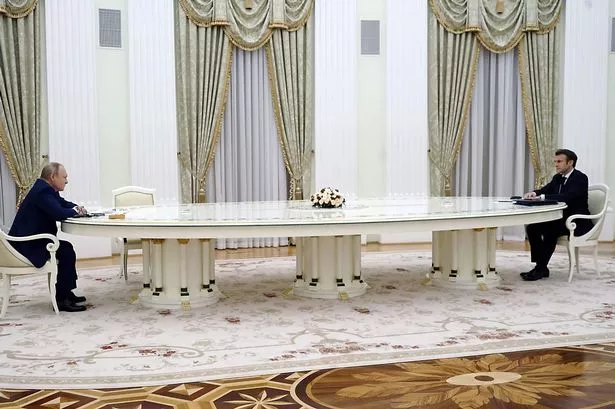 French President Emmanuel Macron meeting with Russian President Vladimir Putin in Moscow