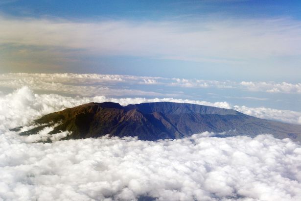 Aerial view of Tambora Volcano, site of the greatest eruption in recorded history - the 1815 cataclysm that blew much of the mountain into the stratosphere causing the