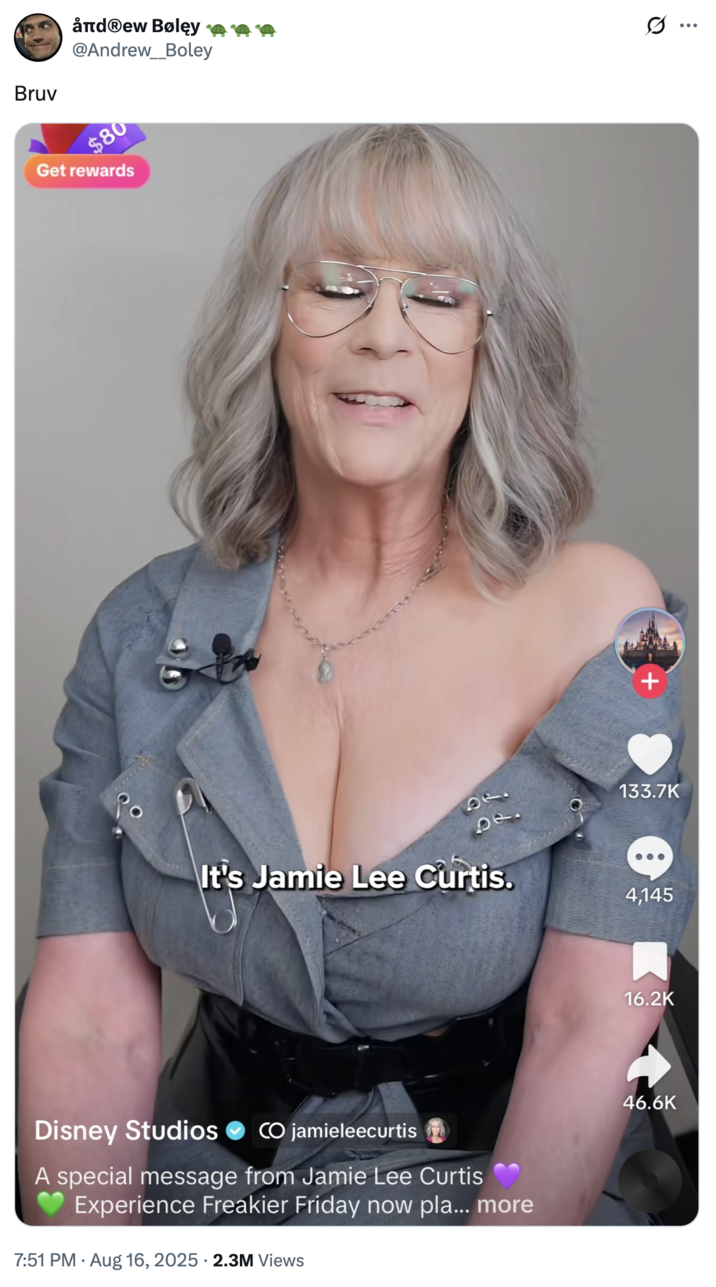 A "tweet":https://knowyourmeme.com/memes/sites/twitter-x joking about Jamie Lee Curtis