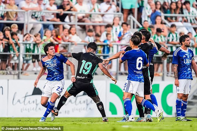 Real Betis and Como FC players were involved in a mass brawl at the end of the first half of their pre-season clash