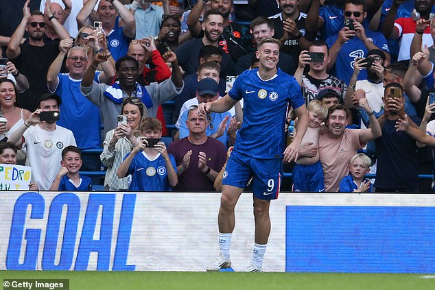 Liam Delap scored twice as Chelsea beat 10-man AC Milan 4-1 at Stamford Bridge on Sunday