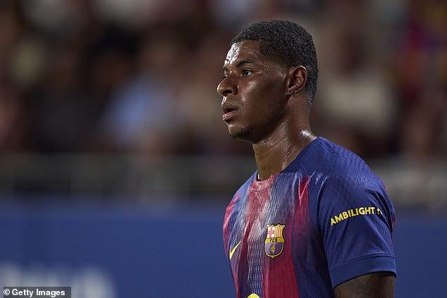 Marcus Rashford produced a glaring misses as Barcelona swept aside Cesc Fabregas