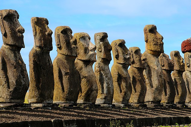Located in the southeastern Pacific Ocean, Easter Island was first settled by humans around AD 1200, who built its famous enlarged head statues, called moai