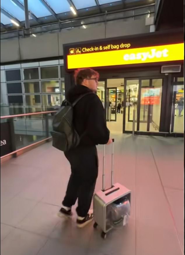 Jed Barker (pictured) took his air fryer to France in the new AO air fryer suitcase