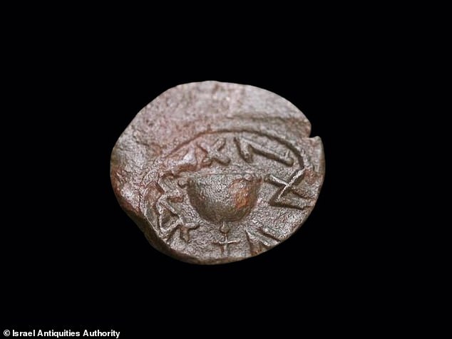 The bronze coin was minted by Jewish rebels shortly before the destruction of the Second Temple, an event Jesus predicted
