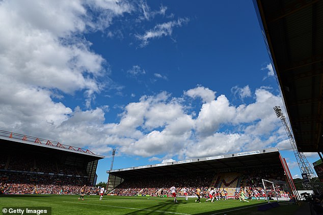 A man has been arrested for alleged racist abuse during a League One fixture between Bradford City and Luton Town. Pictured: A general view of Bradford