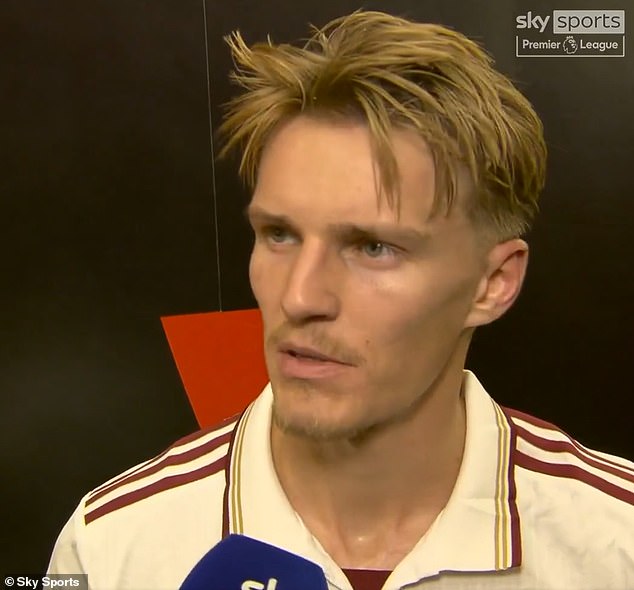 Martin Odegaard was interviewed by Sky Sports at half-time of Arsenal