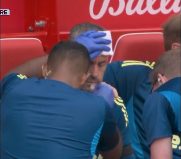 Nottingham Forest assistant Rui Barbosa needed six stitches after hitting his head on Sunday