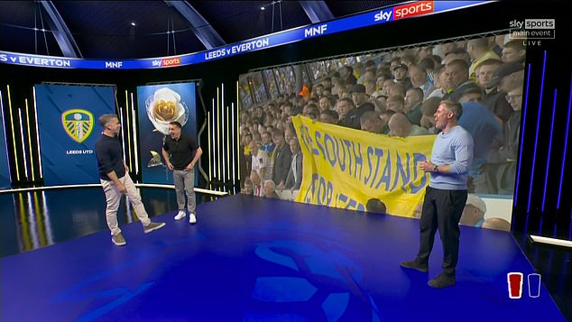 Sky Sports were forced into a hurried apology after Gary Neville was unwittingly caught aiming a dig at Leeds fans