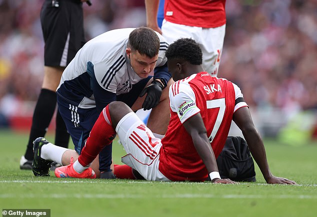 Bukayo Saka suffered an injury during Arsenal