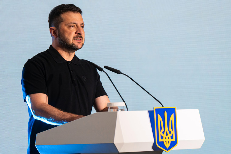 President of Ukraine Volodymyr Zelenskyy attends