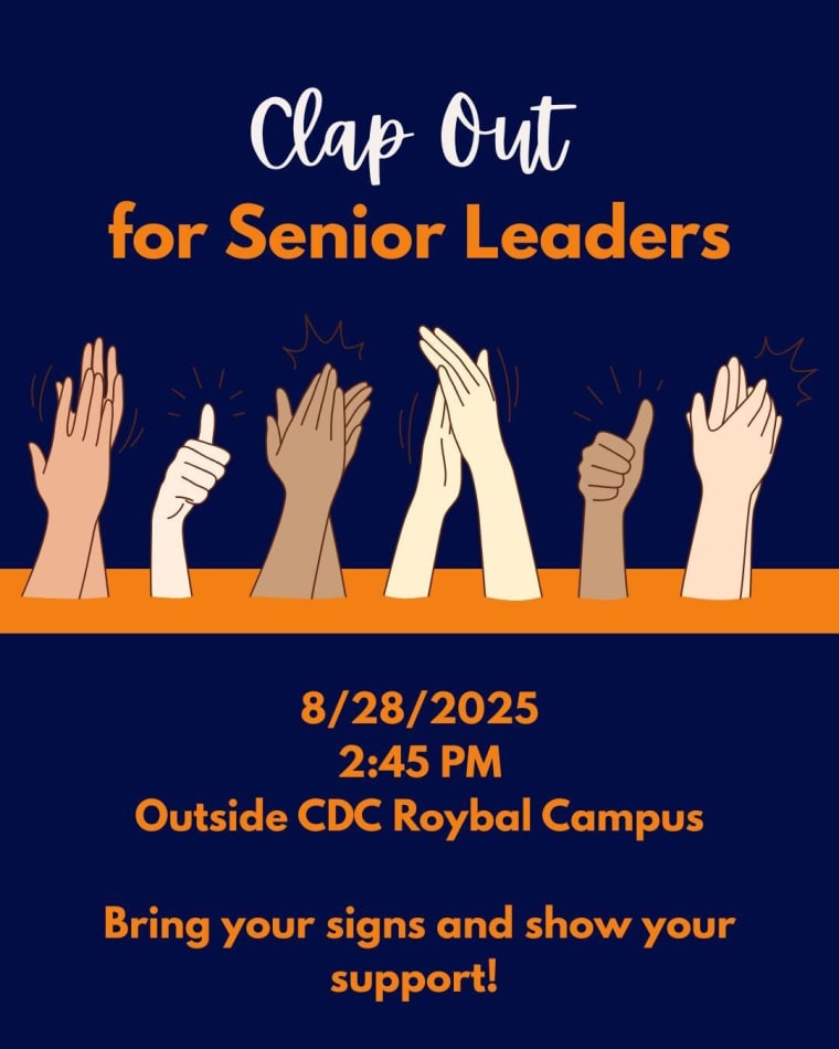 A poster with a illustration showing hands clapping together and text that reads