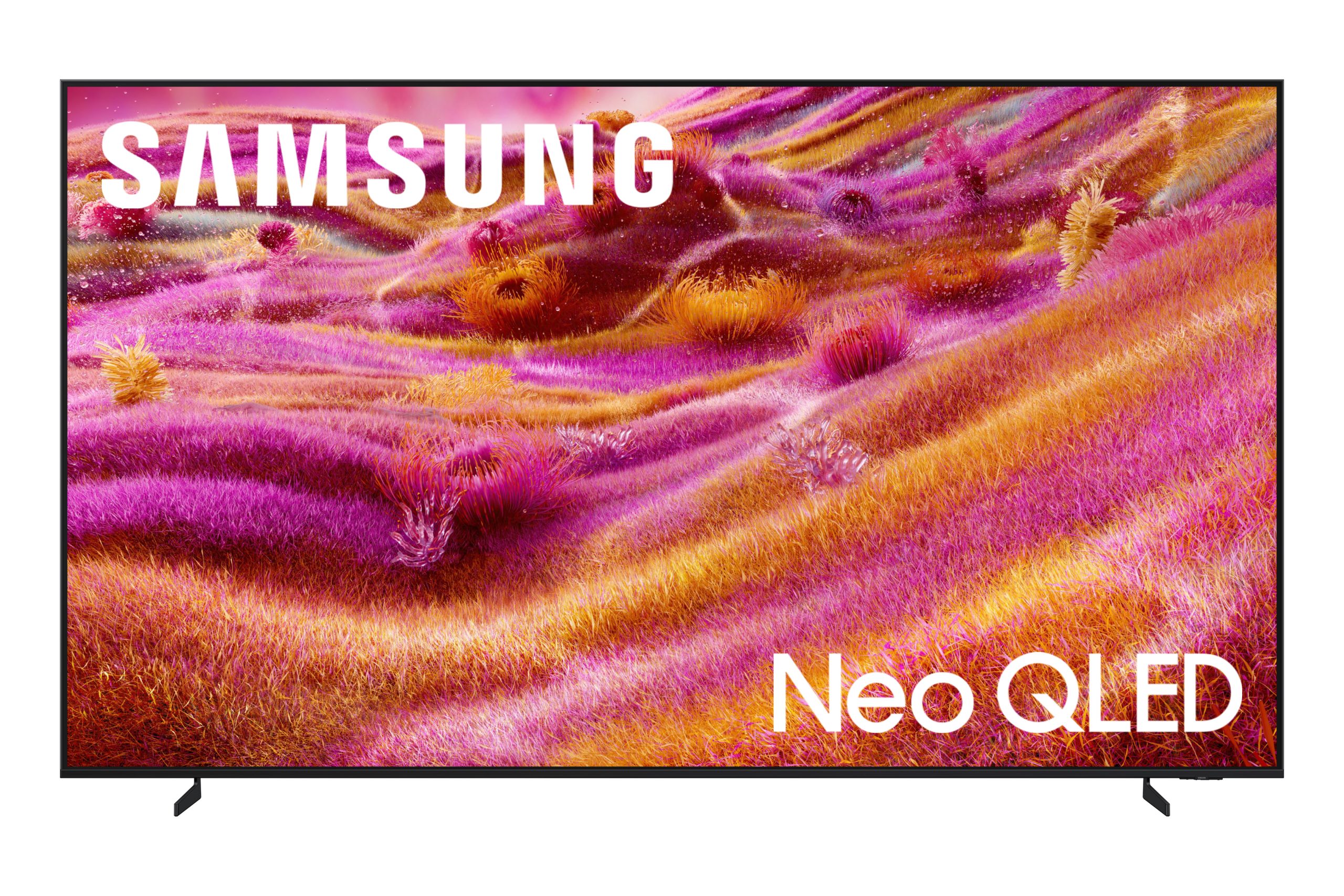 The new Samsung QN90F, a 115-inch Neo QLED TV, on a white background