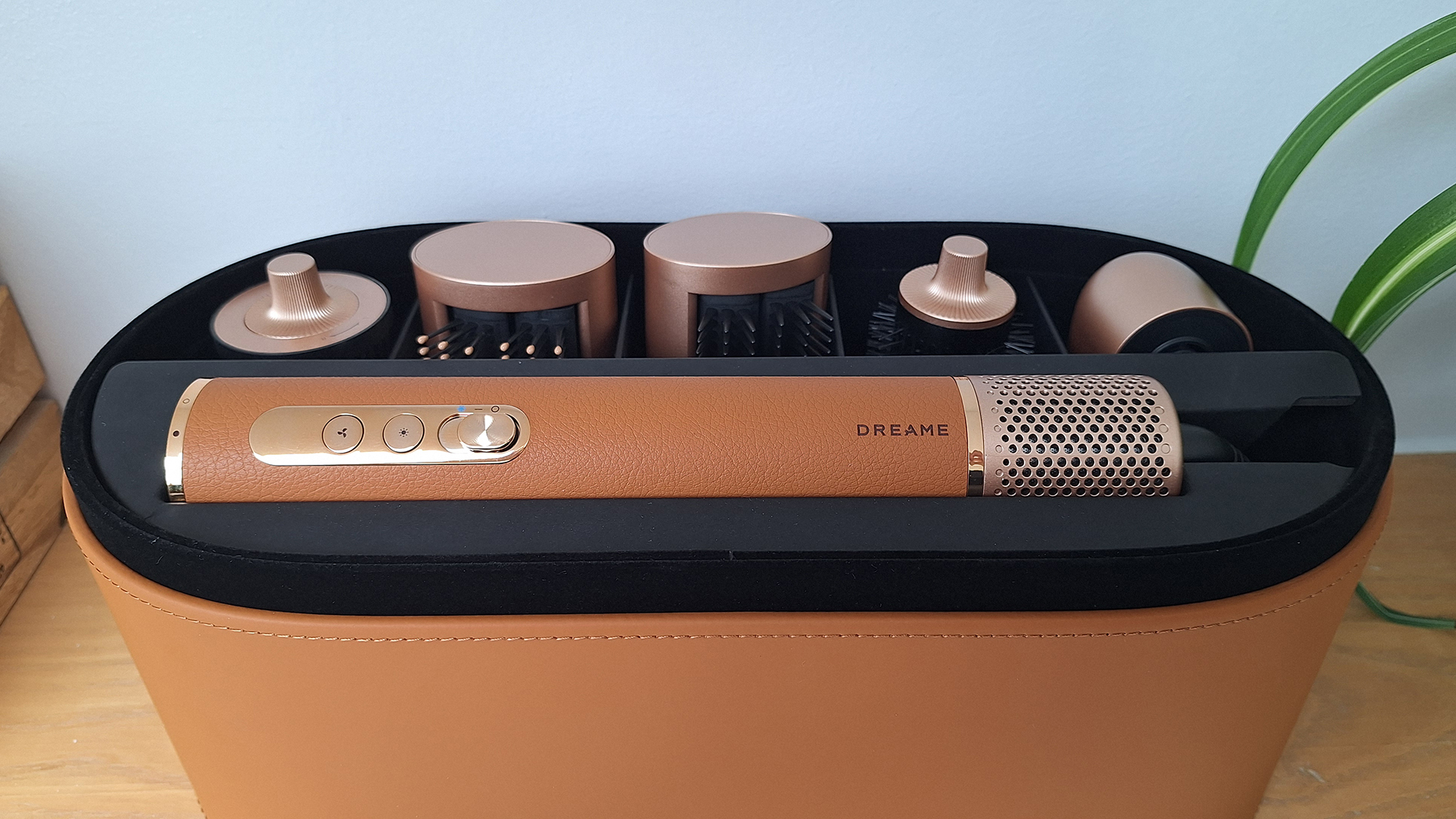 Dreame AirStyle Pro in display case on shelf in reviewer
