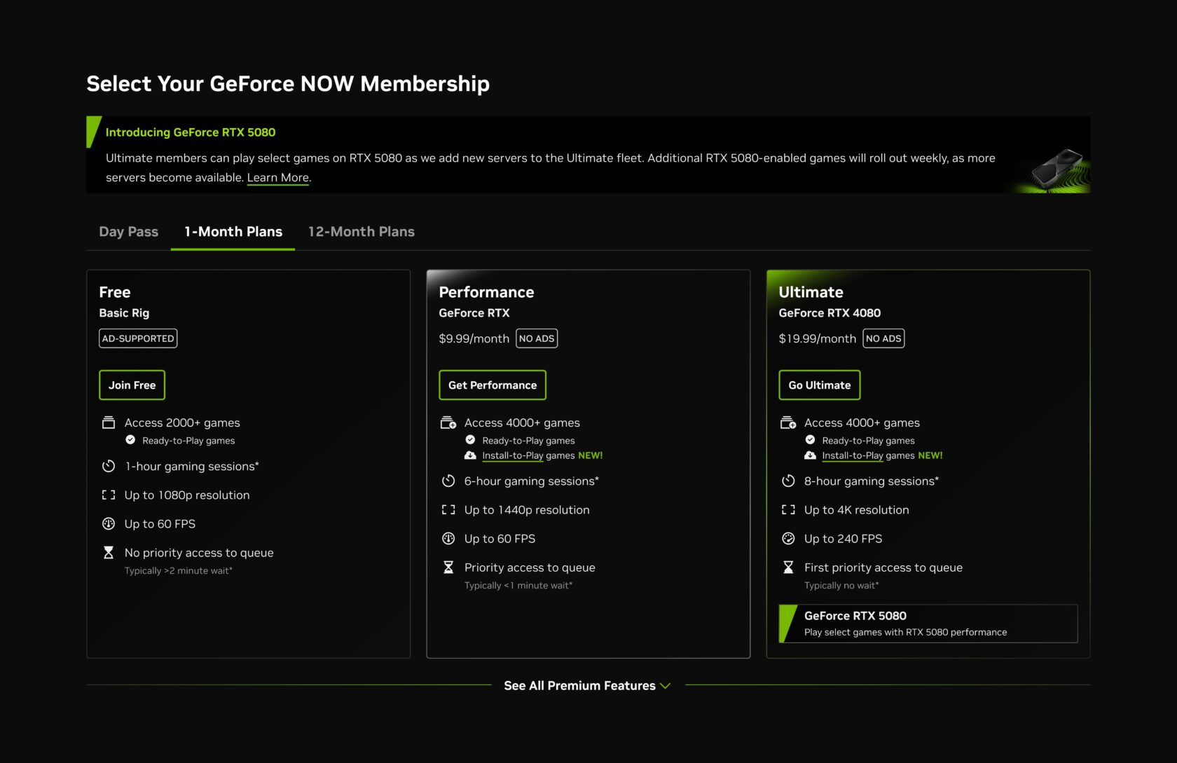 Blackwell product matrix on GeForce NOW