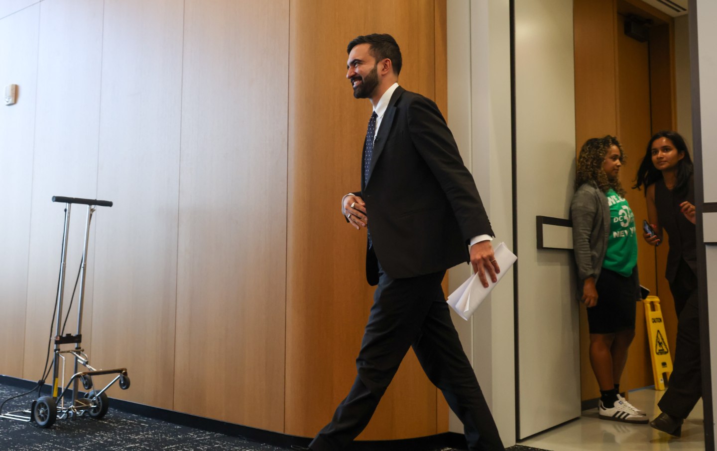 Zohran Mamdani, who won the Democratic primary for mayor of New York City, attends an endorsement event from the union DC 37 on July 15, 2025.