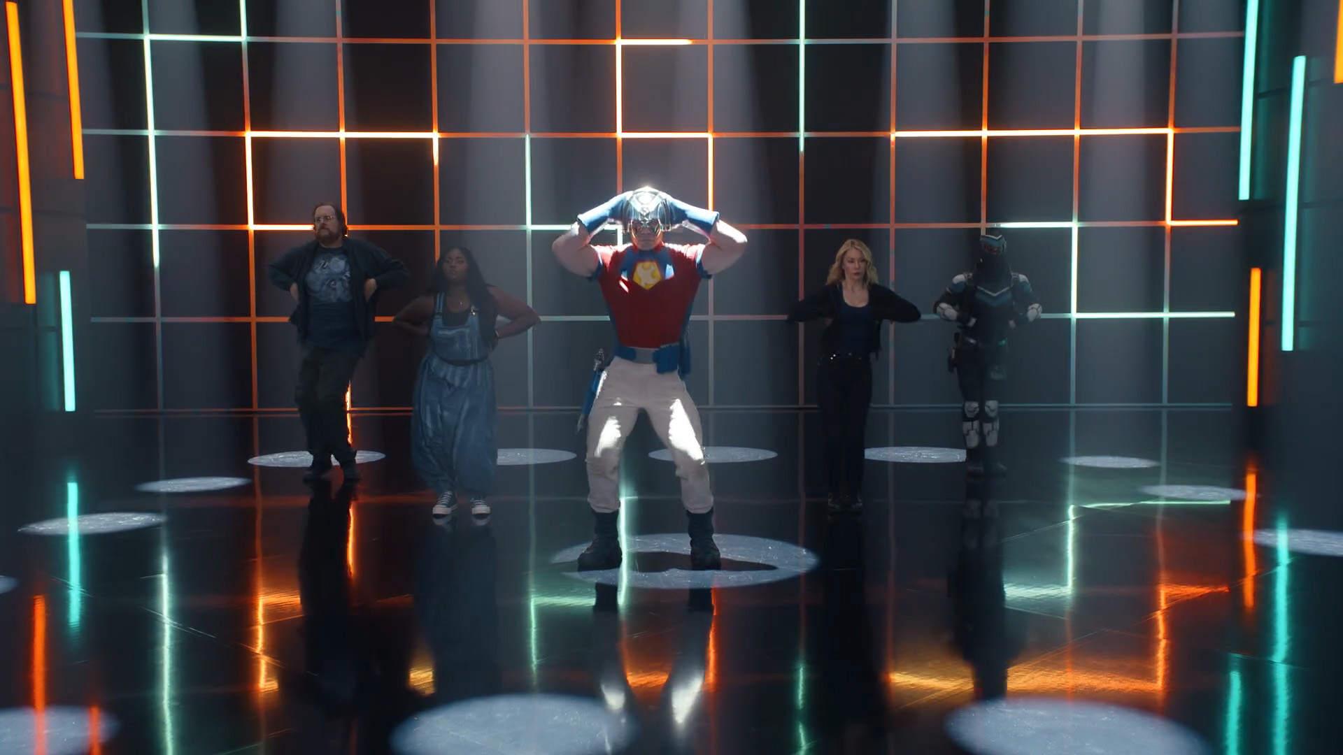 Some of the Peacemaker cast dancing during season 2