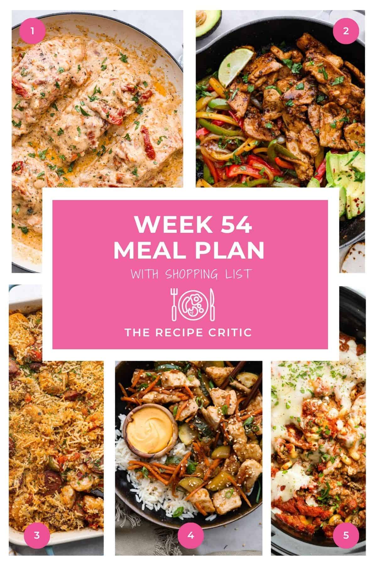 Collage of images from the different recipes in the meal plan for the week.