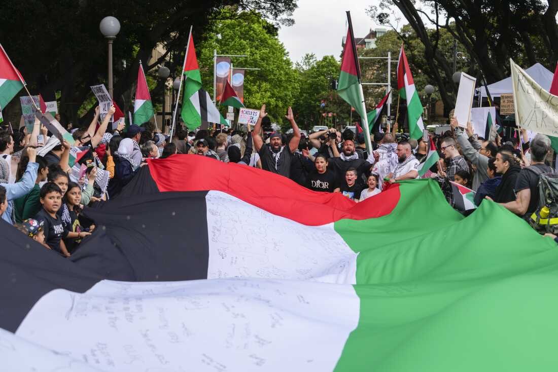 Protesters gather during a pro-Palestinian rally in Sydney, Australia, Saturday, Nov. 4, 2023, in support of Palestinians caught up in the war between Israel and Hamas.