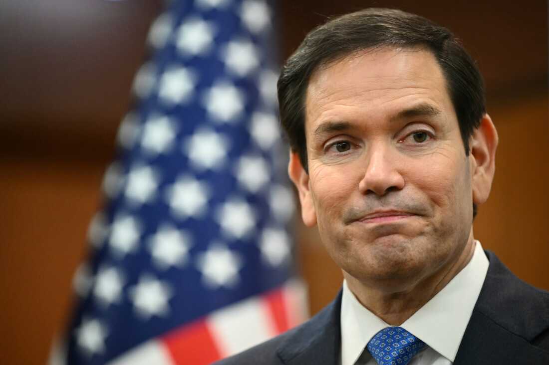 U.S. Secretary of State Marco Rubio gives a media briefing during the ASEAN foreign ministers