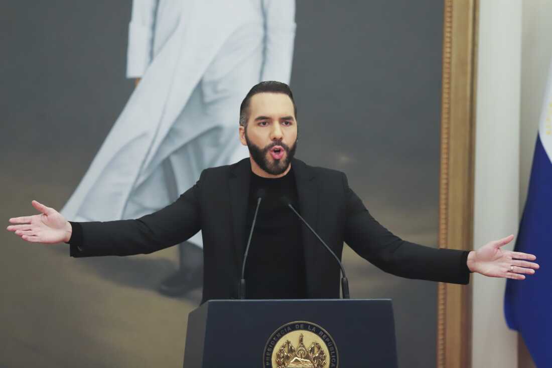 El Salvador's President Nayib Bukele gives a press conference in San Salvador, El Salvador, Jan. 14, 2025.