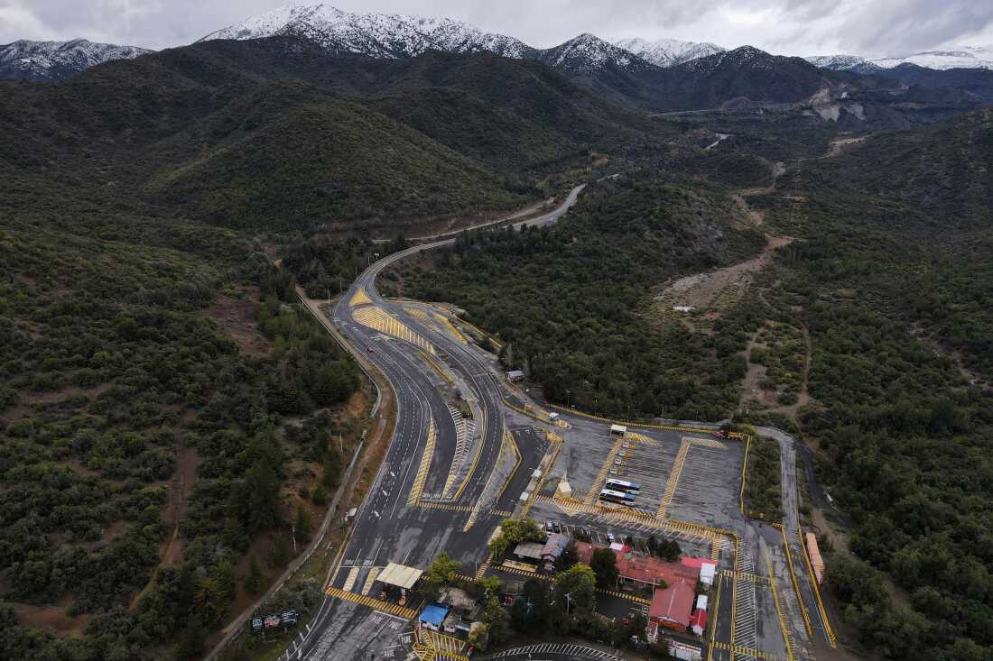 Aerial view of El Teniente copper mine, operated by Codelco, where a collapse killed one worker and trapped five others underground, leading to a suspension of operations in Rancagua Chile.