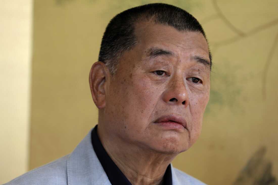 FILE - Hong Kong media tycoon Jimmy Lai pauses during an interview in Hong Kong on July 1, 2020. (AP Photo/Vincent Yu, File)