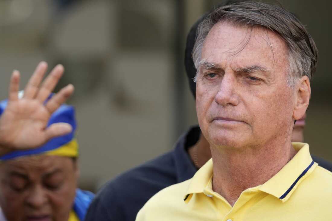 Brazil’s former President Jair Bolsonaro, temporarily allowed out of house arrest for medical exams, leaves a hospital in Brasília, Brazil, Saturday, Aug. 16, 2025. (AP Photo/Eraldo Peres)
