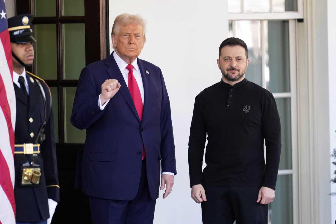 FILE - President Donald Trump welcomes Ukraine President Volodymyr Zelenskyy at the White House in Washington, Friday, Feb. 28, 2025.