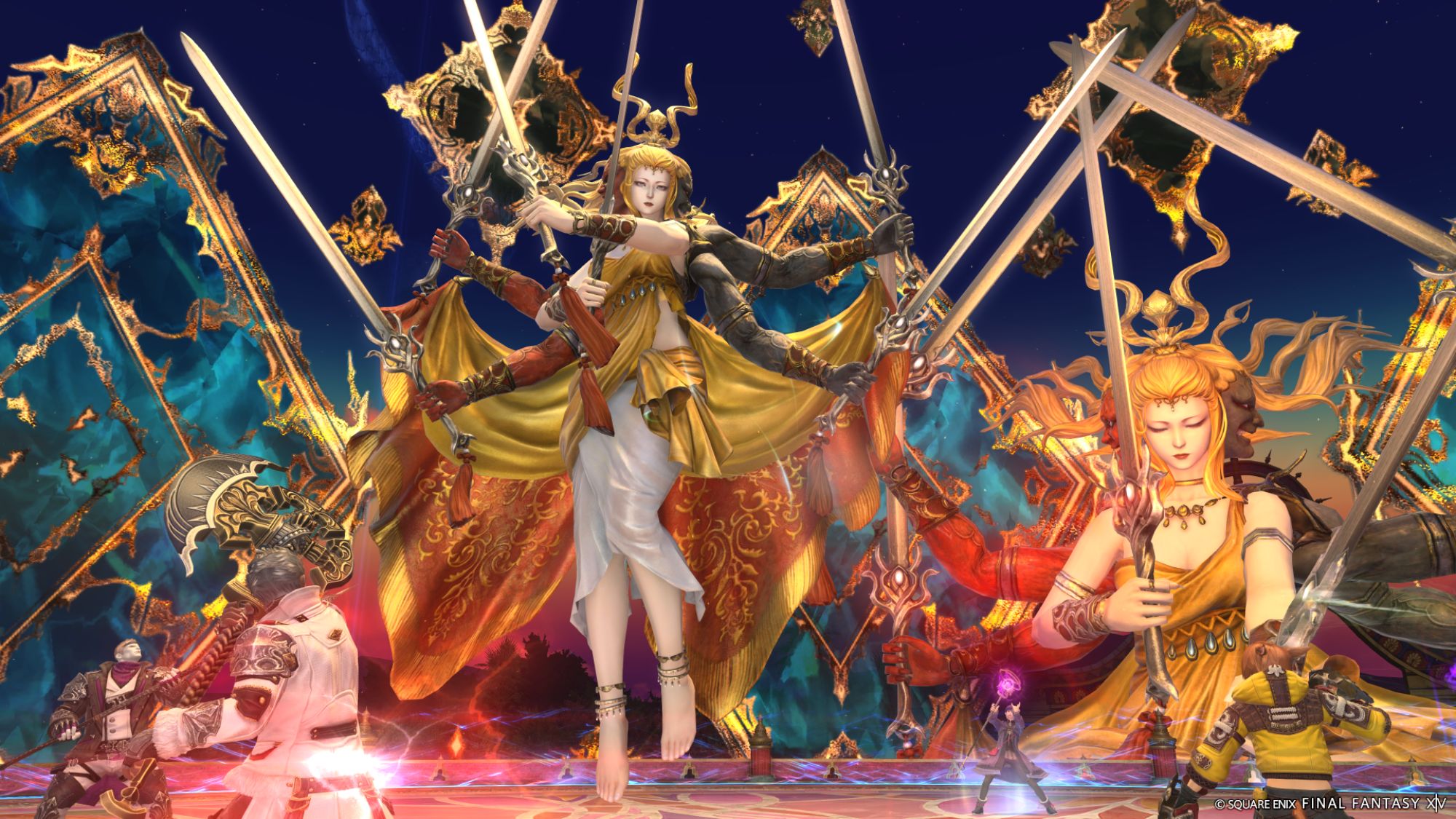 Final Fantasy 14 screenshot showing players in a raid