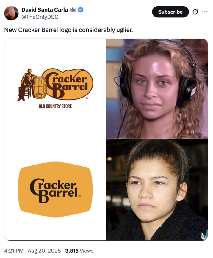 The old Cracker Barrel logo following the brand