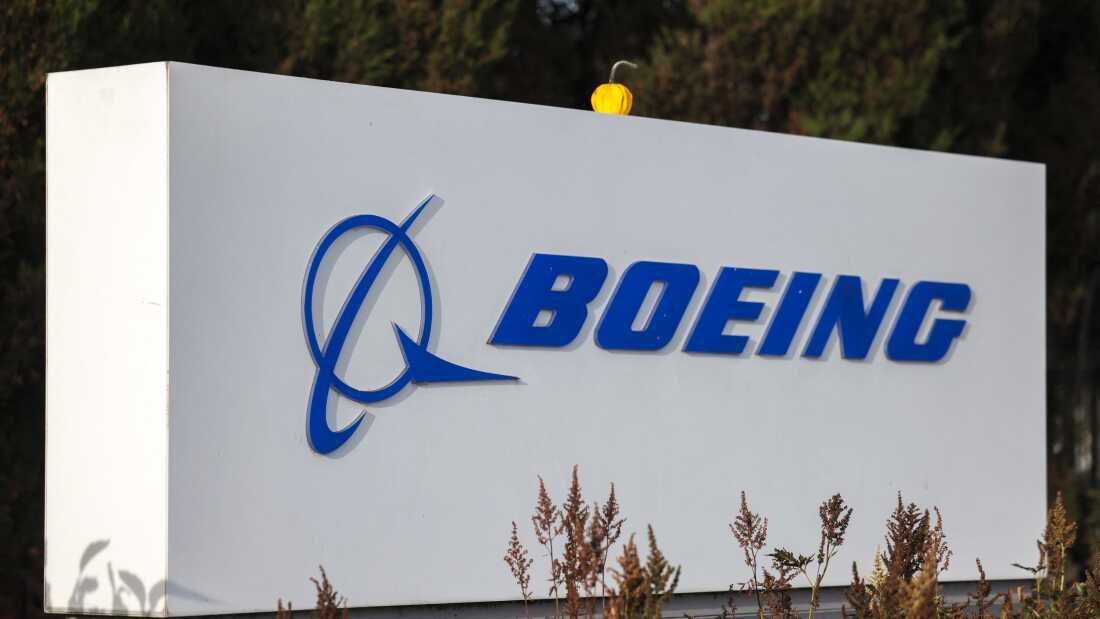 A Boeing sign is pictured outside the Renton Production Facility in Renton, Washington, on November 3, 2024.