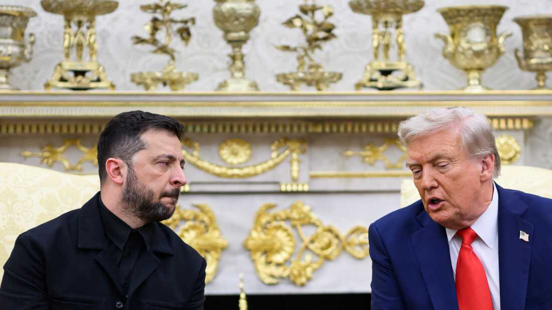 Ukrainian President Volodymyr Zelenskyy and President Trump meet in the Oval Office ahead of talks Monday on bringing an end to the war between Ukraine and Russia. Several European leaders joined Zelenskyy as they try to find a way to end Russia